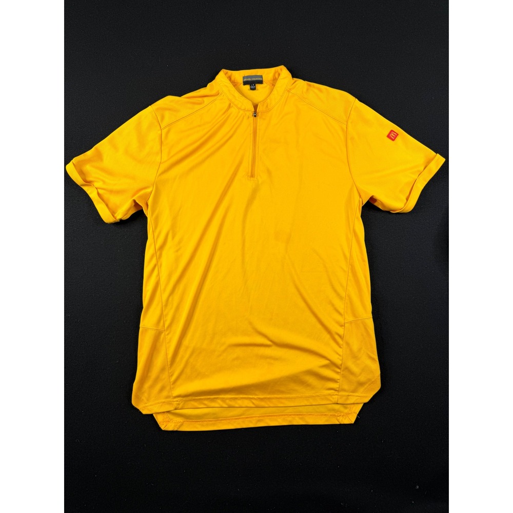 McDonalds Employee Uniform Shirt Mens Large Yellow Quarter Zip Short Sleeve L-R